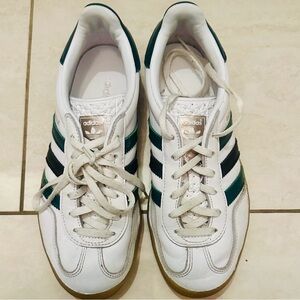 Adidas Giselle White and Green Sneakers with Gum Sole